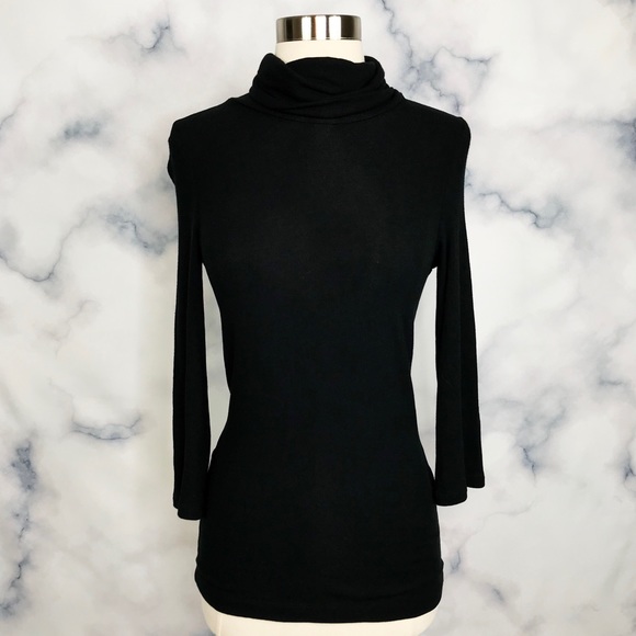 Theory Tops - Theory 3/4 Sleeve Black Turtleneck